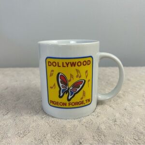 Dollywood Pigeon Forge TN Coffee Mug Yellow Butterfly White Music Notes